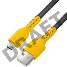 Кабель 0.5m MicroUSB, черный, желтый ПВХ