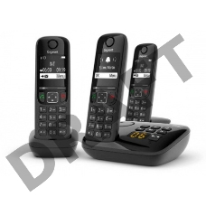Р/Телефон Dect Gigaset AS690A Trio RUS черный (труб. в компл.:3шт) автооветчик АОН
