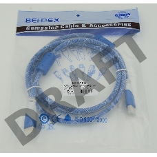 Кабель HDMI Ver.1.4 Blue/white jack HDMI19 (m)/HDMI19 (m) 1.8м феррит.кольца Позолоченные контакты
