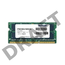 Модуль памяти Patriot SO-DIMM DDR3 8GB PSD38G16002S (PC3-12800, 1600MHz, 1.5V)