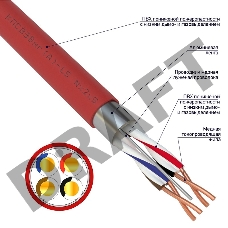 Кабель для пожарной сигнализации REXANT КПСВЭВнг(А)-LS 2x2x0,75 мм², бухта 200 м