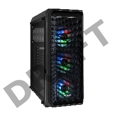 Корпус Miditower ExeGate EX290163RUS i3 NEO-NPX600 (ATX, NPX600 12см, 2*USB+1*USB3.0, HD аудио, черный, 3 вент. 12см с RGB подсветкой, контроллер + ПДУ, ARGB MB кабель, пылевые фильтры, боковая панель - закаленное стекло)