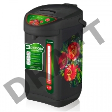 Чайник-термос Вел. реки Чая-8 хохлома, 800 Вт, 5,6 л, полезный 4 л, металл корпус, колба из нерж. стали, съемный шнур