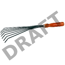 Грабельки GRINDA веерные с плоскими зубцами, из углеродистой стали с деревянной ручкой, 390 мм