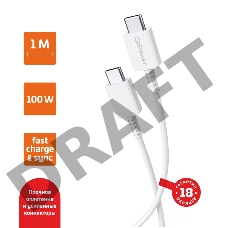 Кабель GoPower GP20TT Type-C (m)-Type-C (m) белый