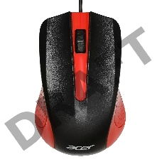Мышь Acer OMW012 черный/красный оптическая (1200dpi) USB (3but)