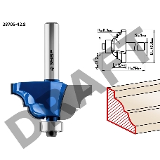 Фреза ЗУБР 28705-42.8  кромочная калевочная №4 d= 42.8мм дл.-19мм рад.-6.3мм хв.-8мм d-12.7мм