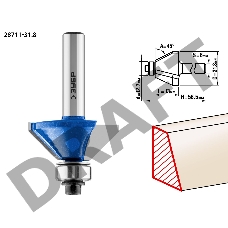 Фреза ЗУБР 28711-31.8  кромочная калевочная(фасочная) №9 d= 31.8мм дл.-13мм 45гр. хв.-8мм d-12.7мм