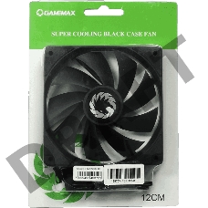 Кулер для корпуса ПК Gamemax GMX-WFBK-BK, 12CM black fan, black blade, 3pin+4Pin connector