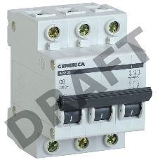 Выключатель автоматический Iek MVA25-3-006-C ВА47-29 3Р 6А 4,5кА х-ка С GENERICA