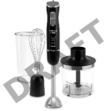 Блендер погружной Polaris PHB 1072, 1000Вт, ножка металл, 2ск+турбо, измельчитель 0,5л, мерный стакан 0,6л, венчик низкий уровень шума.