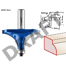 Фреза ЗУБР 28701-63.5  кромочная калевочная №1 d= 63.5мм дл.-32мм рад.-25мм хв.-12мм d-12.7мм