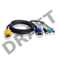 Шнур, мон., клав.+мышь USB, SPHD=)HD DB15+USB A-Тип+2x6MINI-DIN, Male-4xMale,  8+8 проводов, опрессованный,   1.8 метр., черный, (с поддерKой KVM PS/2) USB-PS/2 HYBRID CABLE. 1.8M