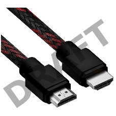 Кабель 2.0m HDMI 2.0, BICOLOR черно-красный нейлон, Ultra HD, 4K 60 fps 60Hz/5K*30Hz, 3D, AUDIO, 18.0 Гбит/с, 28AWG