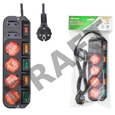 Сетевой фильтр Most ARG 3м (6 розеток) черный (пакет ПЭ)