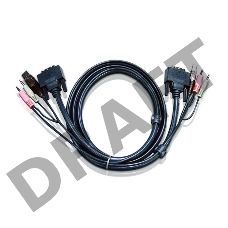 Кабель KVM USB(тип А Male)+DVI-D(Male)2хАудио(Male) (-) USB(тип B Male)+DVI-D(Male)+2хАудио(Male) 2м., черный. CABLE DVI/USB B/MC.SP-DVI/USB A  2M