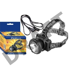 Фонарь налобный аккумуляторный LED 5364 (220В LED 2 режима; черн.) Ultraflash 11258