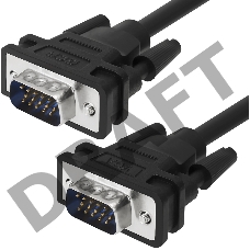 Кабель Greenconnect Кабель SVGA 1.0м чёрный, OD6.0mm. 15M / 15M, 28/28 AWG, двойной экран (GCR-VM2VM1-1.0m)