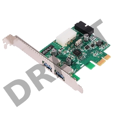 Контроллер ORIENT VA-3U2219PE, PCI-E USB 3.0 2ext/2int (19pin) port, VL805 chipset, разъем доп.питания, oem