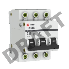 Выключатель автоматический модульный 3п C 16А 4.5кА ВА 47-29 Basic EKF mcb4729-3-16C
