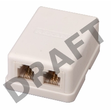Рoзетка телефонная внешняя, 2 порта RJ-14(6P-4C), категория 3, (50 шт/уп)