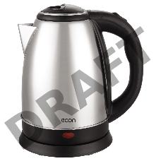 Чайник ECON ECO-1869KE металлический, Мощность 1850 Вт, объем 1.8 литра, Дисковый нагревательный элемент, Отключение при закипании, Отключение при отсутствии воды, Вращение на подставке на 360 градусов, хранение шнура в подставке..