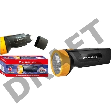 Фонарь LED 3829 (аккум. 220В черн./жел. 9 LED SLA пласт. коробка) Ultraflash 11240