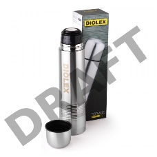 Термос Diolex DXW-1000-1 с узким горлом 1000 мл из нержавеющей стали c ребристой поверхностью на корпусе