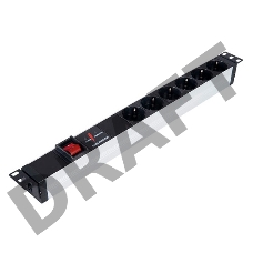 Блок распределения питания Lande LN-PRZ-AKK-1U6P-SC гор.размещ. 8xSchuko базовые 16A Schuko 2.5м