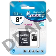 Флеш карта microSD 8GB Smart Buy  microSDHC Class 10 (SD адаптер)
