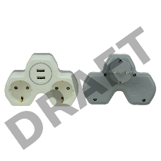 Двойник электрический REXANT 16 А с заземлением и защитными шторками + 2 USB порта, 2,4 А, белый