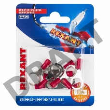 Наконечник кольцевой REXANT изолированный ø10.5 мм, 0.5-1.5мм², НКи 1.5-10 / RV1.25-10, красный, в упак. 10 шт.