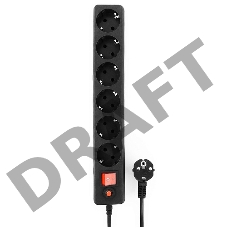 Сетевой фильтр Гарнизон ЕНВ-6 1.8м 6р черный