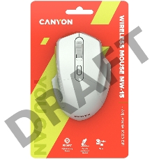 Мышь CANYON 2.4GHz Wireless Optical Mouse with 4 buttons, DPI 800/1200/1600, Pearl white, 115*77*38mm, 0.064kg