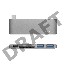 Адаптер Deppa USB-C адаптер для Macbook, 5в1,графит, Deppa    
