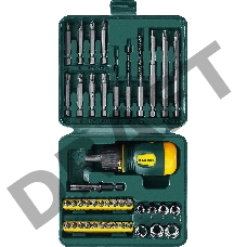 Набор KRAFTOOL Отвертка реверсивная с битами и торцевыми головками и сверлами, 43 предмета 25556-H43
