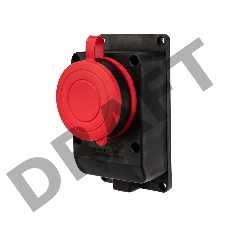 Розетка влагозащищенная настенная с крышкой, 3Р+РЕ, 32 А IP44 черная каучук REXANT