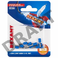 Наконечник штыревой втулочный REXANT изолированный, F-8 мм, 2.5 мм², НШВи 2.5-8 / Е 2,5-8 / E2508, синий, в упак. 10 шт.