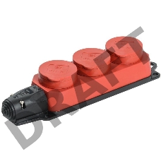 Розетка 3-м ОМЕГА РБ33-1-0м IP44 каучук красн. ИЭК PKR61-016-2-K04