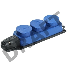 Розетка 3-м ОМЕГА РБ33-1-0м IP44 каучук син. ИЭК PKR61-016-2-K07