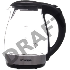 Чайник электрический Hyundai HYK-G2030 1.7л. 2200Вт черный (корпус: стекло)