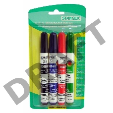 Набор маркеров для досок Stanger BM240 321002 круглый пиш. наконечник 1-3мм 4цв.