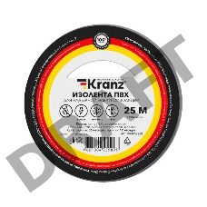 Изолента ПВХ KRANZ 0.13х19 мм, 25 м, серая (5 шт./уп.)
