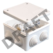 Коробка распр. ОП 85х85х45 7 выходов 3 гермоввода с клемм. 10А 6 контактов IP54 крышка на винтах бел. Epplast 130113