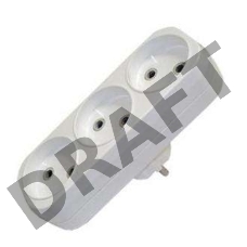 Разветвитель 3 гнезда без заземл. плоский 6А UNIVersal А203