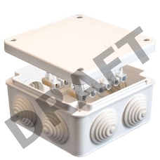Коробка распр. ОП 105х105х56 7 выходов 4 гермоввода с клемм. 10А 12 контактов IP54 крышка на винтах бел. Epplast 110043