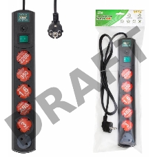 Сетевой фильтр Most LRG 3м (6 розеток) черный (пакет ПЭ)