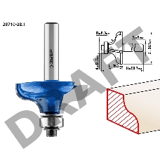 Фреза ЗУБР 28710-38.1  кромочная калевочная №8 d= 38.1мм дл.-15.2мм рад.-6.3мм хв.-8мм d-12.7мм