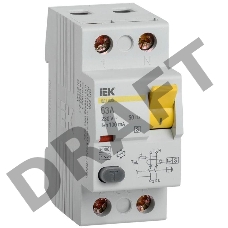 Выключатель дифференциального тока (УЗО) 2п 63А 100мА тип ACS ВД1-63 ИЭК MDV12-2-063-100