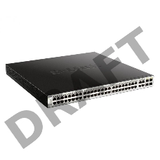 Коммутатор D-Link DGS-1210-52MP/FL1A, L2 Managed Switch with 48 10/100/1000Base-T ports and  4 100/1000Base-T/SFP combo-ports (48 PoE ports 802.3af/802.3at (30 W), PoE Budget 370 W).16K Mac address, 802.3x Flow